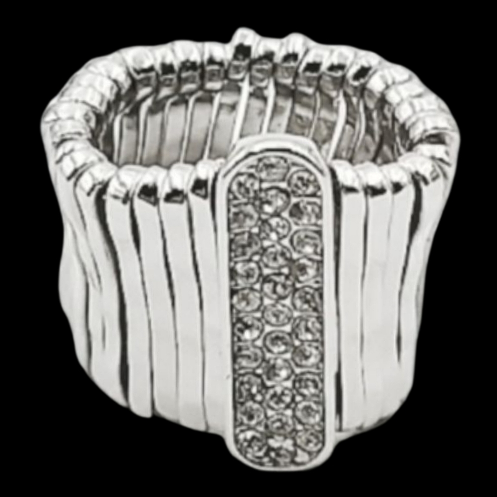 Chico's ~ Silver Tone Slip-on Ring w/ Shiny Rhinestones